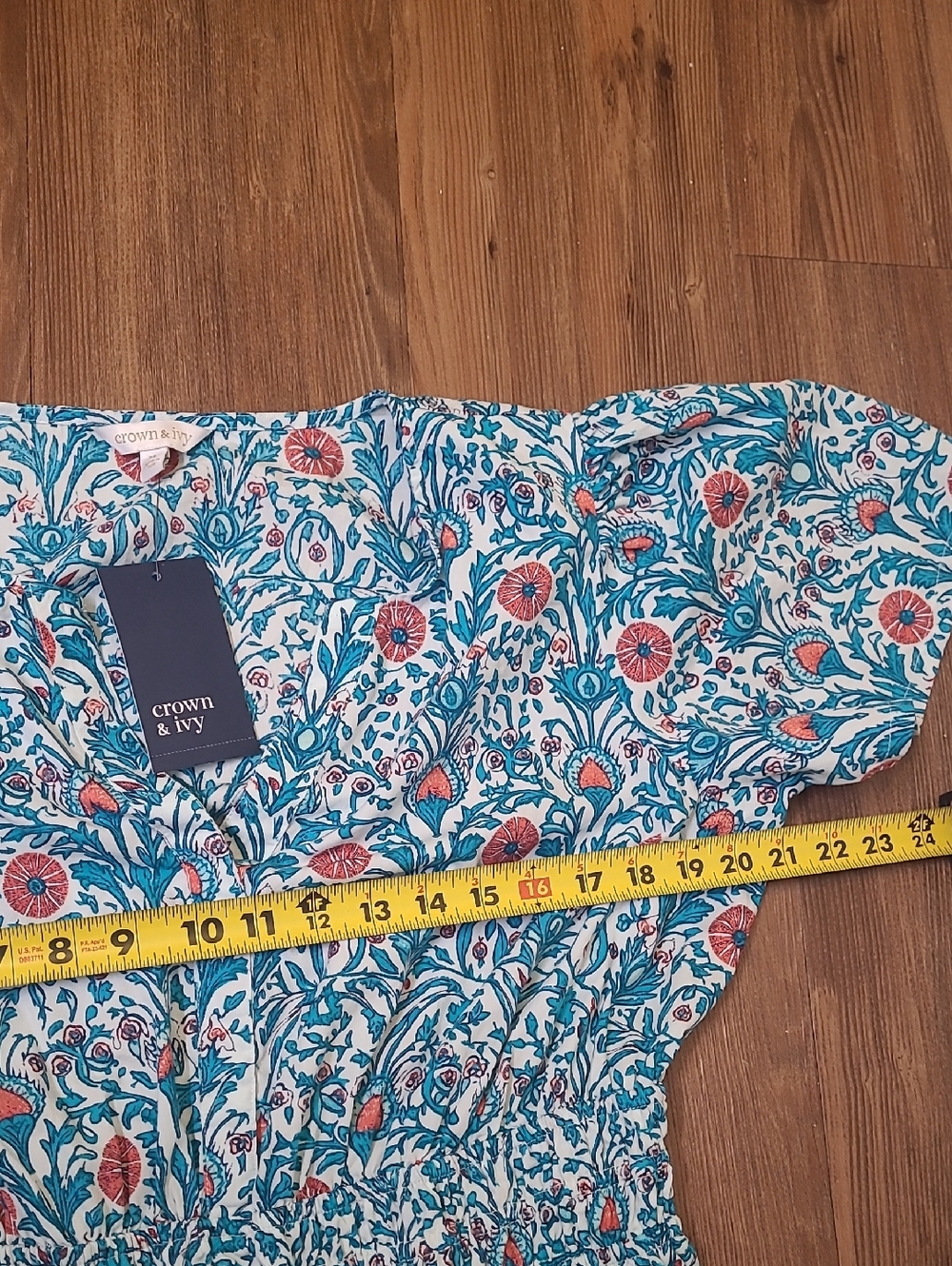 crown & ivy Teal and Coral Floral Maxi Dress - Picture 3 of 14